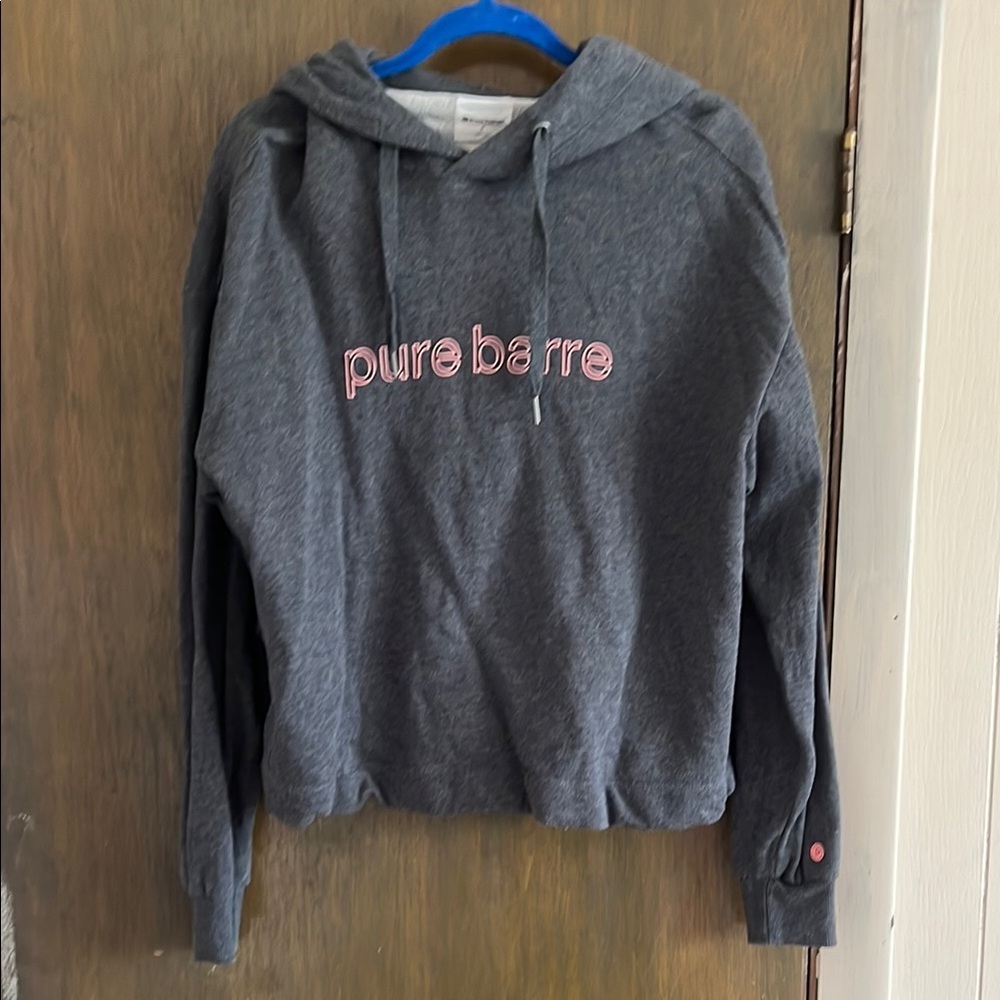 Pure Barre Gray Crew Neck Cropped Sweater Medium